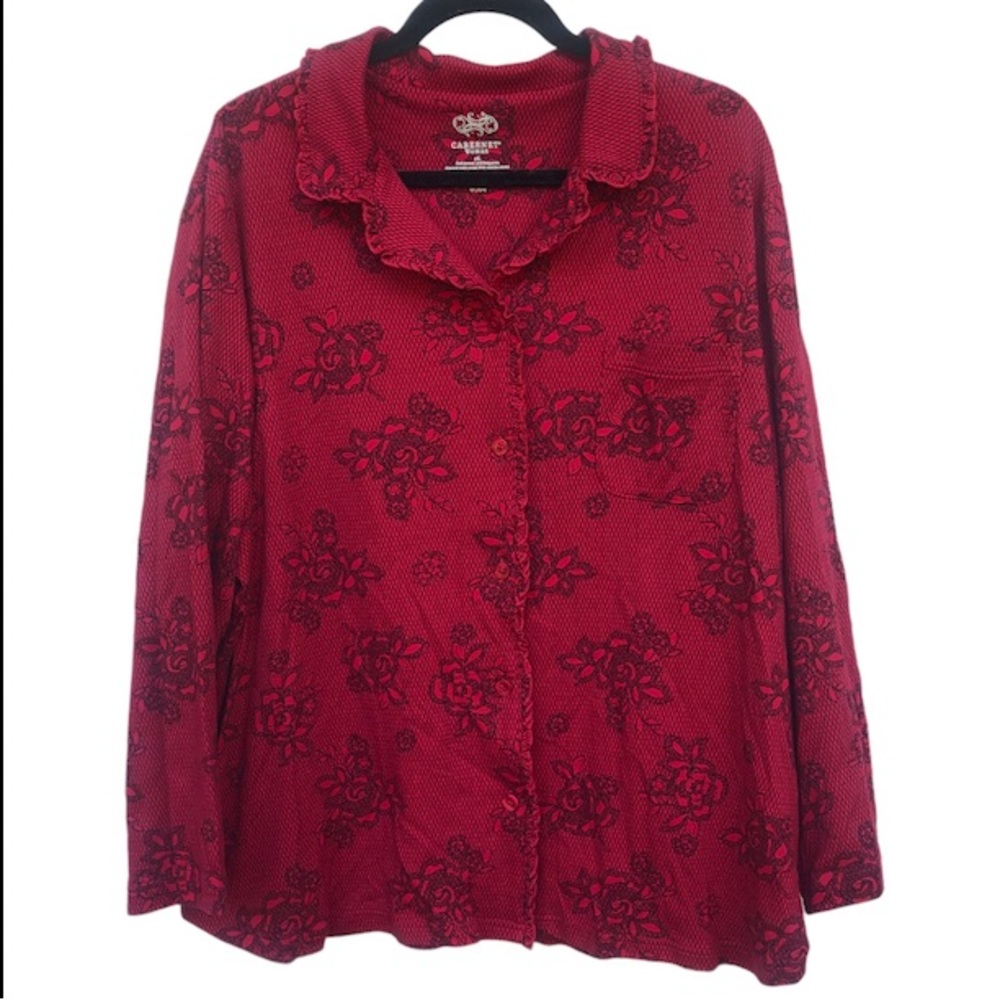Lace floral Print Jersey Knit Cardigan 2X